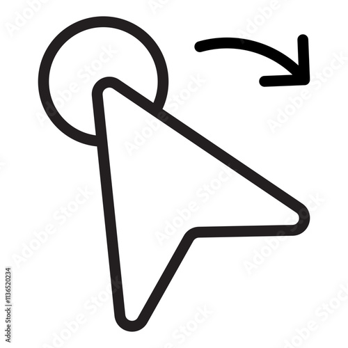 Drag and Drop Cursor Icon. Black and White Outline Icon