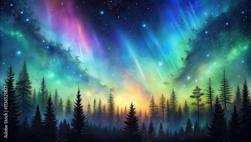 Wallpaper Mural Enchanted Forest Under a Celestial Aurora Borealis Display Torontodigital.ca