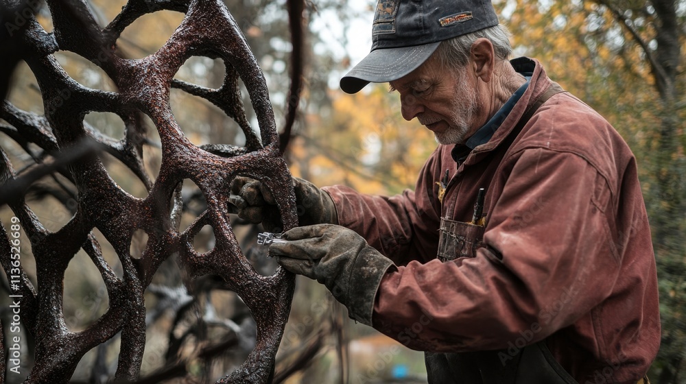 sculptor working on intricate metal artwork sculptor working on intricate metal artwork