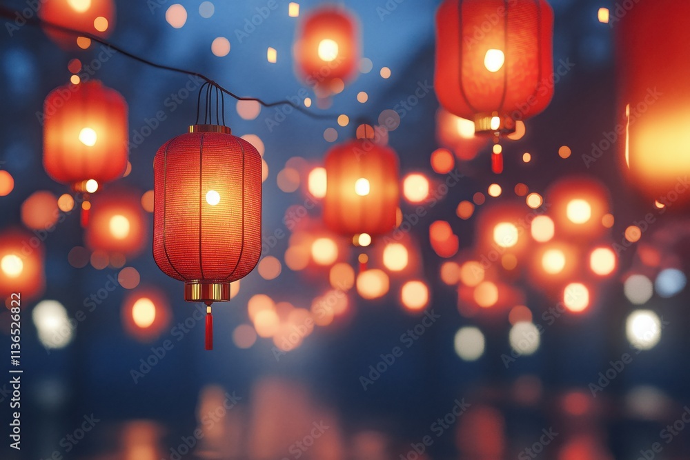 Glowing Red Lanterns at Twilight Glowing Red Lanterns at Twilight