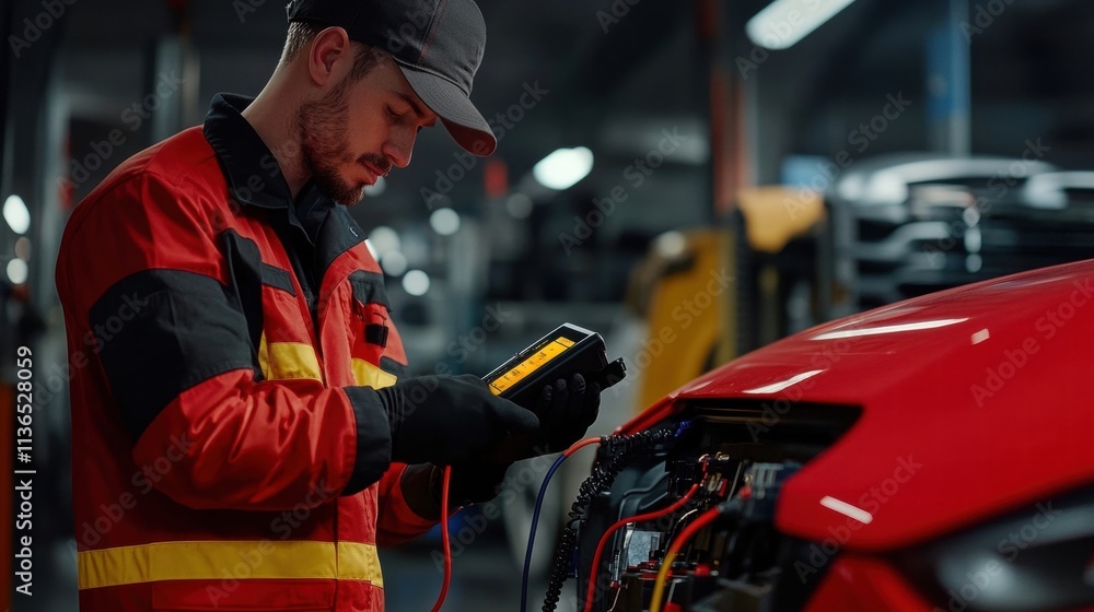 auto mechanic diagnosing car problem auto mechanic diagnosing car problem