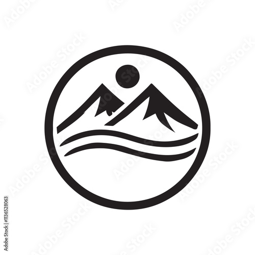 black forest, mountain logo, simple vector icon