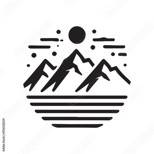 black forest, mountain logo, simple vector icon