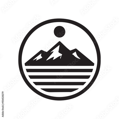 black forest, mountain logo, simple vector icon