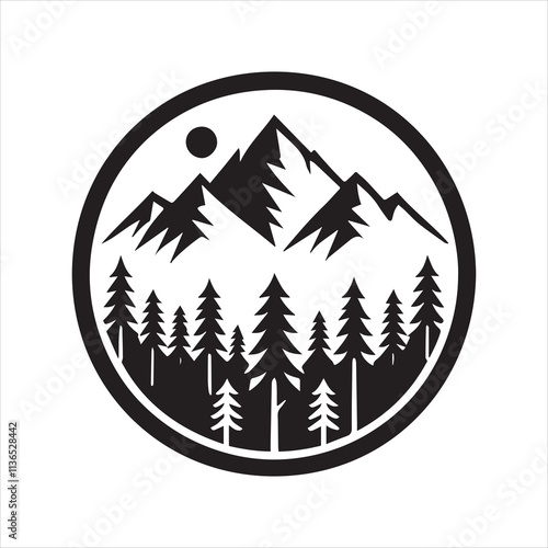 black forest, mountain logo, simple vector icon
