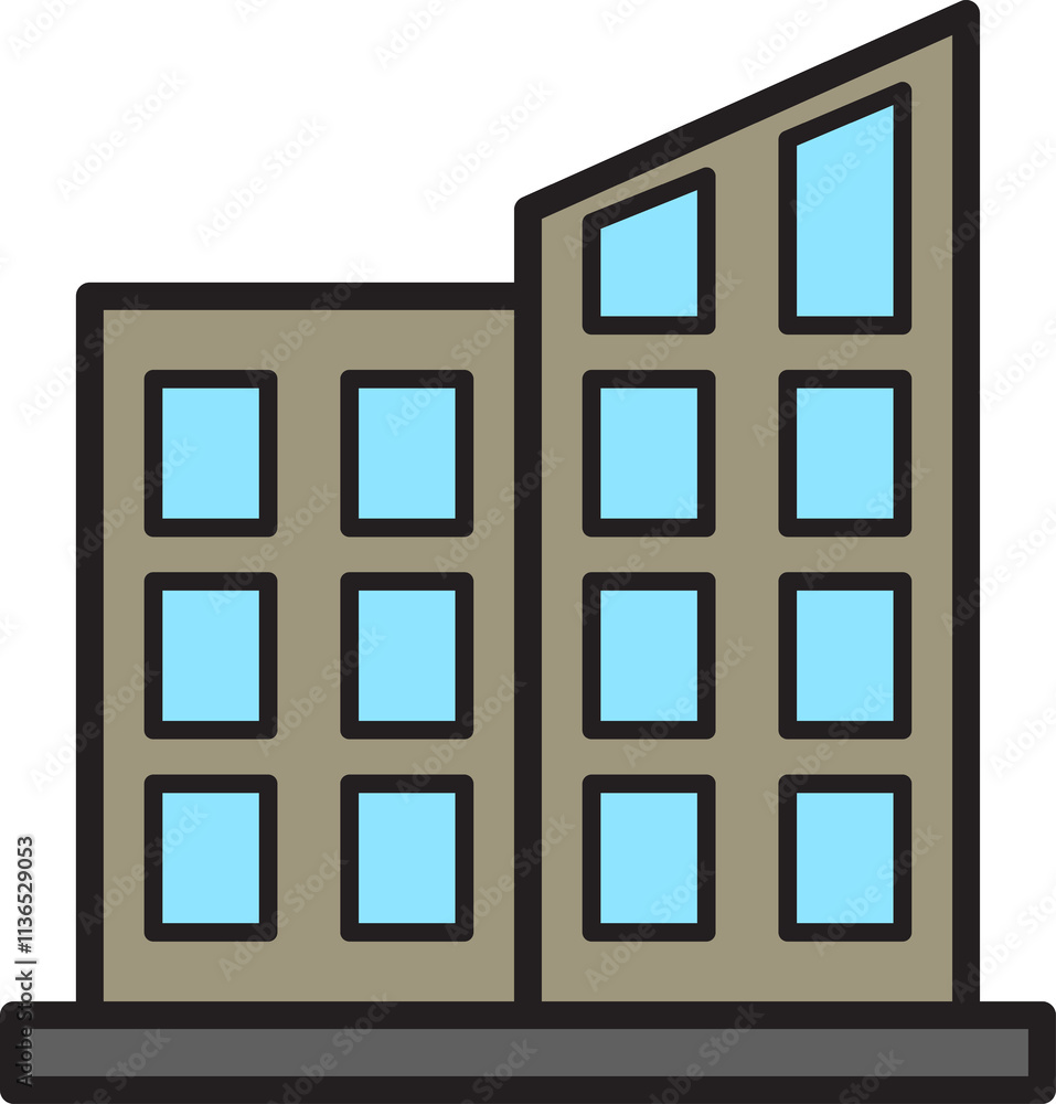 Office illustration. Office building icon. Office illustration. Office building icon.