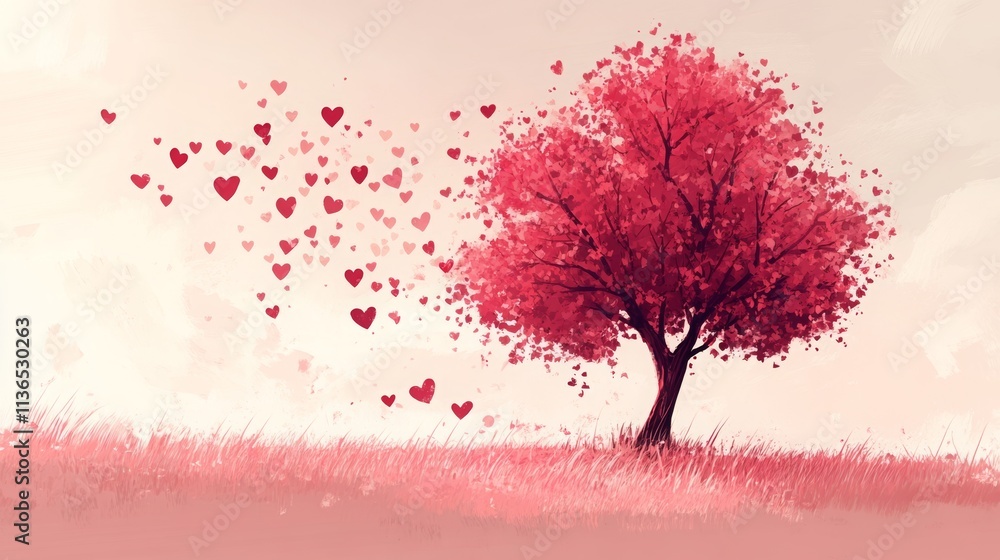 Heart-Shaped Leaves on a Vibrant Tree Heart-Shaped Leaves on a Vibrant Tree