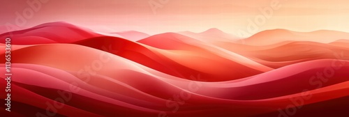 Abstract landscape with flowing red waves under a gradient sky, showcasing nature's beauty and tranquility.