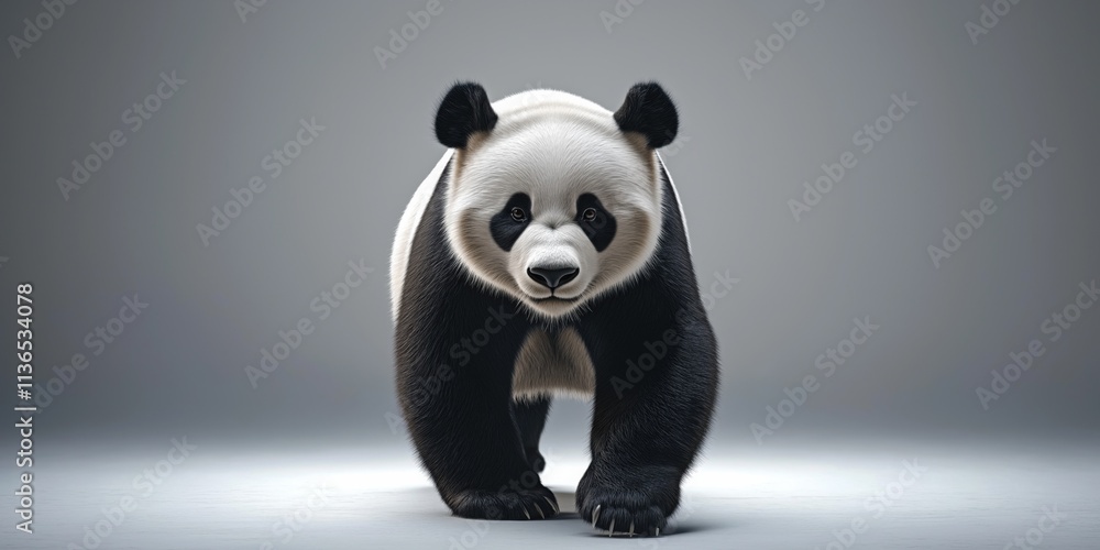 Studio photo of a panda bear isolated against a white background. Wildlife and conservation concept, space for copy. Studio photo of a panda bear isolated against a white background. Wildlife and conservation concept, space for copy.