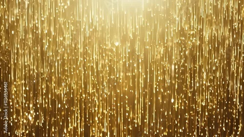 Golden rainfall: dramatic gold particle shower in motion