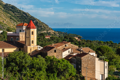 Fototapeta Naklejka Na Ścianę i Meble -  The beautiful coastal village of Acquafredda, near Maratea, in the Basilicata region of Italy.