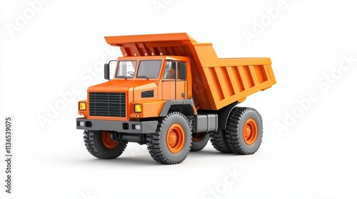 Orange dump truck isolated on white background for transport use