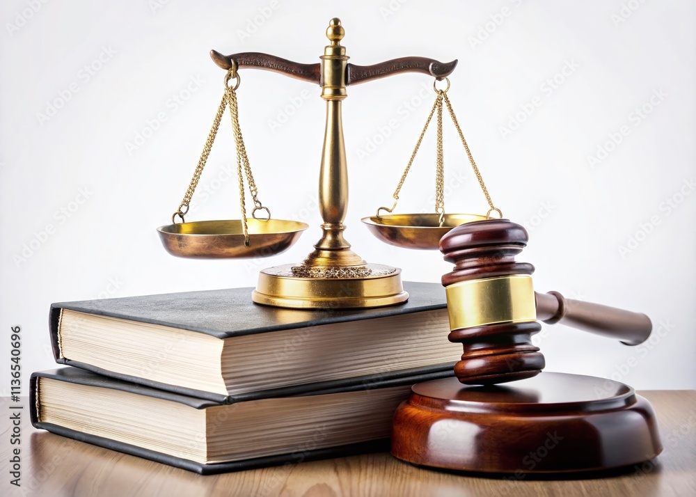 Justice Scales Gavel Law Books White Background Photography - Legal Theme Stock Image Justice Scales Gavel Law Books White Background Photography - Legal Theme Stock Image