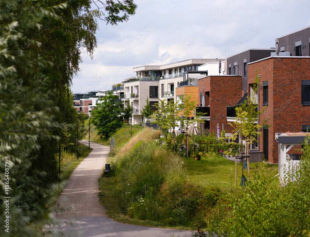 Wohngebiet in Lüneburg mit Neubauten Wohngebiet in Lüneburg mit Neubauten