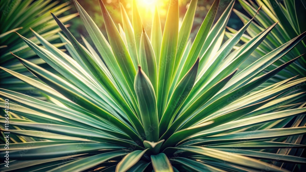 Fototapeta premium Lush Green Foliage Illuminated by Warm Sunlight A Detailed Close-Up of Vibrant Plant Life