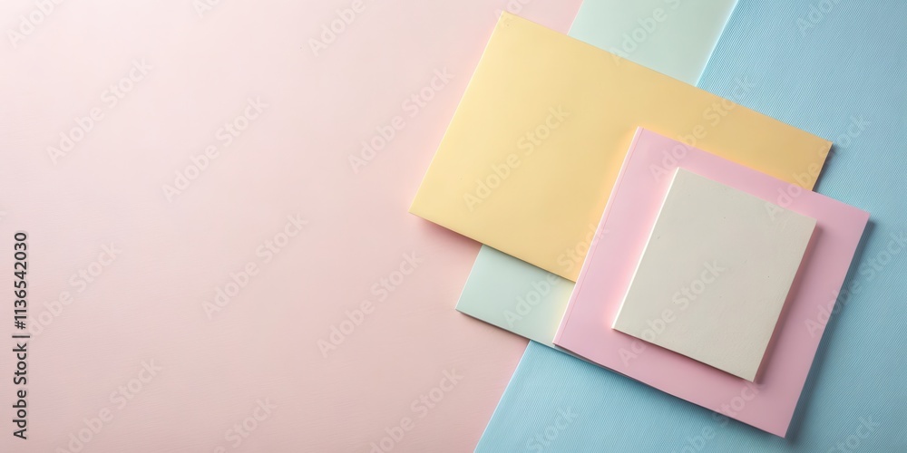 Pastel Colored Paper Layered Design with Blank Space for Text or Image Pastel Colored Paper Layered Design with Blank Space for Text or Image
