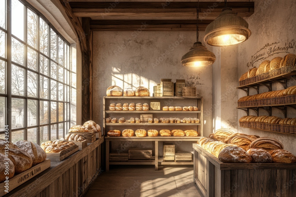 Freshly baked bread display artisan bakery food photography cozy environment warm lighting culinary delight Freshly baked bread display artisan bakery food photography cozy environment warm lighting culinary delight