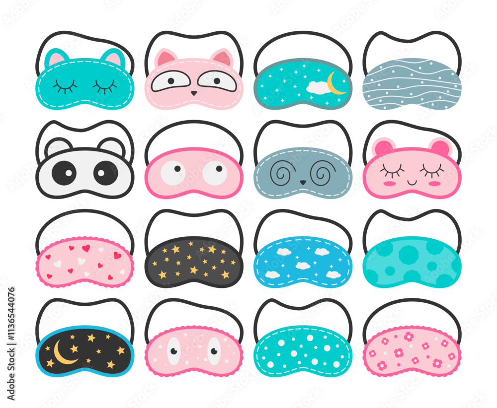 Fototapeta premium Cute Sleeping Eye Mask Icon Illustration Collection