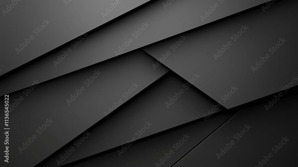 Abstract composition of overlapping black layers with sharp geometric lines and soft lighting, creating a sleek and modern design aesthetic Abstract composition of overlapping black layers with sharp geometric lines and soft lighting, creating a sleek and modern design aesthetic