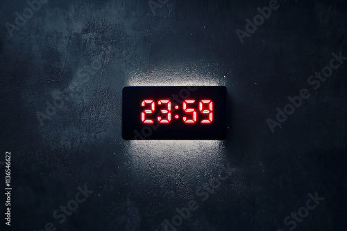 Digital Clock Displaying 23:59 on a Sleek Black Background with Illuminated Digits