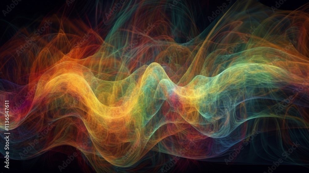 Abstract rainbow colored light waves on black background, banner, wallpaper, phone background Abstract rainbow colored light waves on black background, banner, wallpaper, phone background