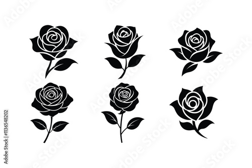 rose flower silhouette vector illustration