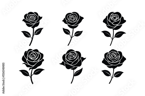 rose flower silhouette vector illustration