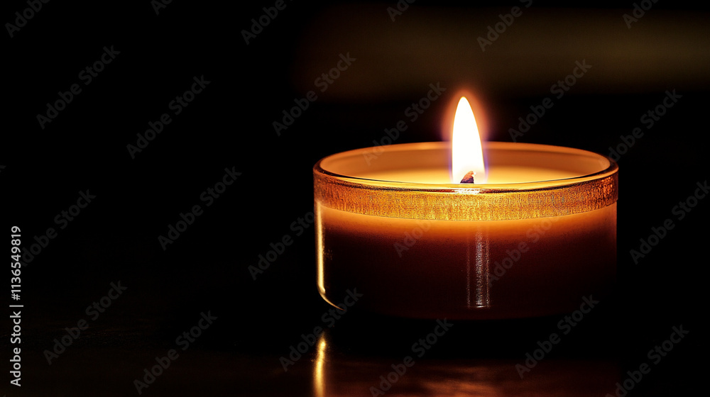 Close-Up of Candle Flame Illuminating Darkness with Warm, Soothing Glow Close-Up of Candle Flame Illuminating Darkness with Warm, Soothing Glow
