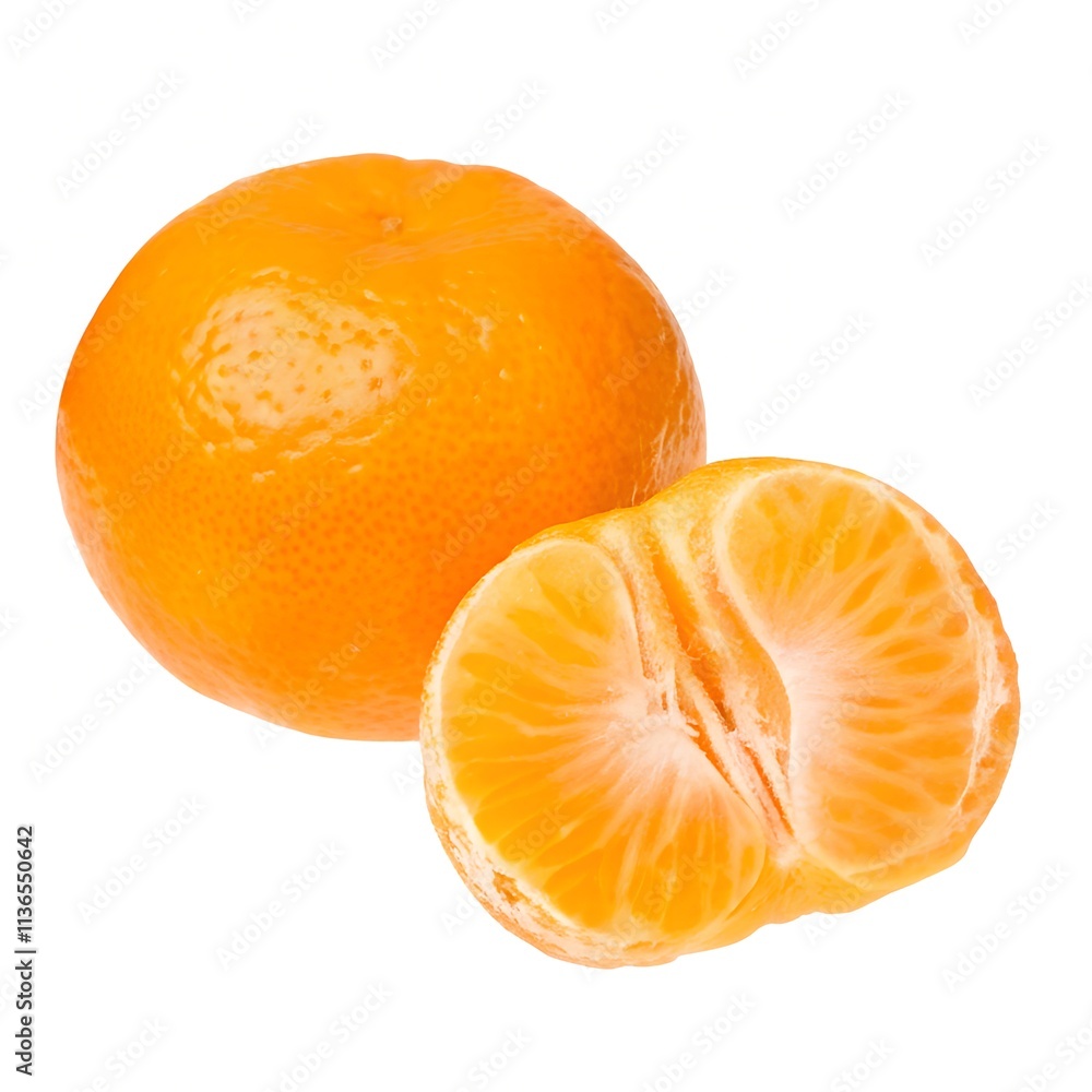 Ripe mandarin with leaves close-up on a white background. Tangerine orange with leaves on a white background.
Ripe mandarin with leaves close-up on a white background. Tangerine orange with leaves on a white background.