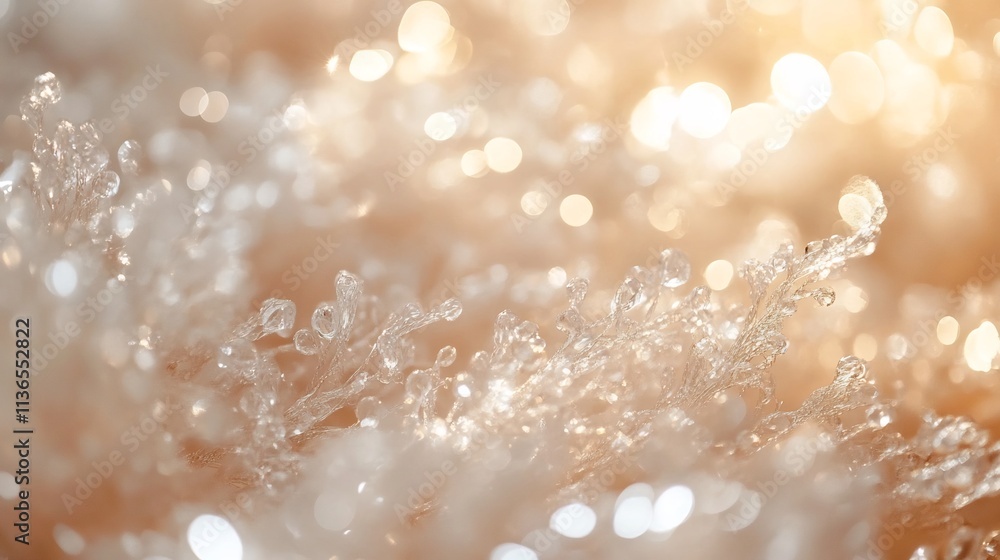 Fototapeta premium Blurred Beige Background with Shimmering Bokeh Lights in Elegant Minimalistic Style