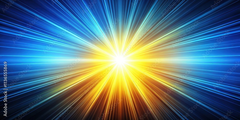 Abstract Radiating Light Burst Dynamic Blue and Gold Energy Beams Converging at a Bright Center Abstract Radiating Light Burst Dynamic Blue and Gold Energy Beams Converging at a Bright Center