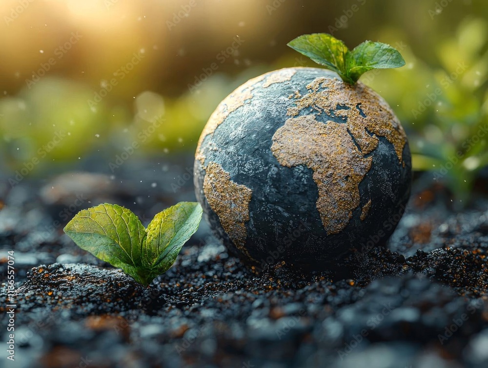 New Life, New World: Plants Sprouting on Earth Globe Symbolizing Rebirth, Renewal, and Environmental Hope New Life, New World: Plants Sprouting on Earth Globe Symbolizing Rebirth, Renewal, and Environmental Hope