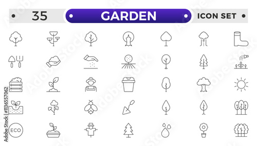 Set of garden icons. Growing seedlings plant shoots. Agriculture and gardener. Biotechnology plants. Sowing seeds.