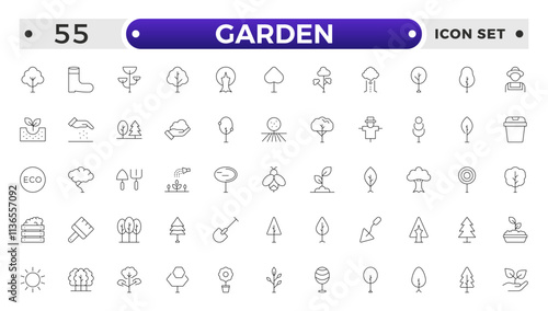 Set of garden icons. Growing seedlings plant shoots. Agriculture and gardener. Biotechnology plants. Sowing seeds.