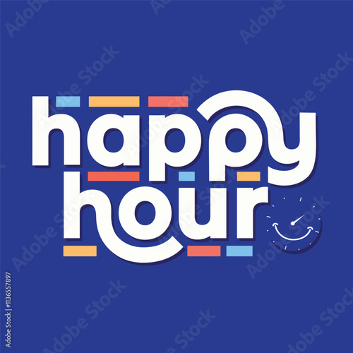 Wallpaper Mural Happy hour logo with modern typography and colorful elements. Happy hour sticker, label, tag for black Friday, cyber monday sale, beer fest party discount. Business marketing and promotion sign. Torontodigital.ca