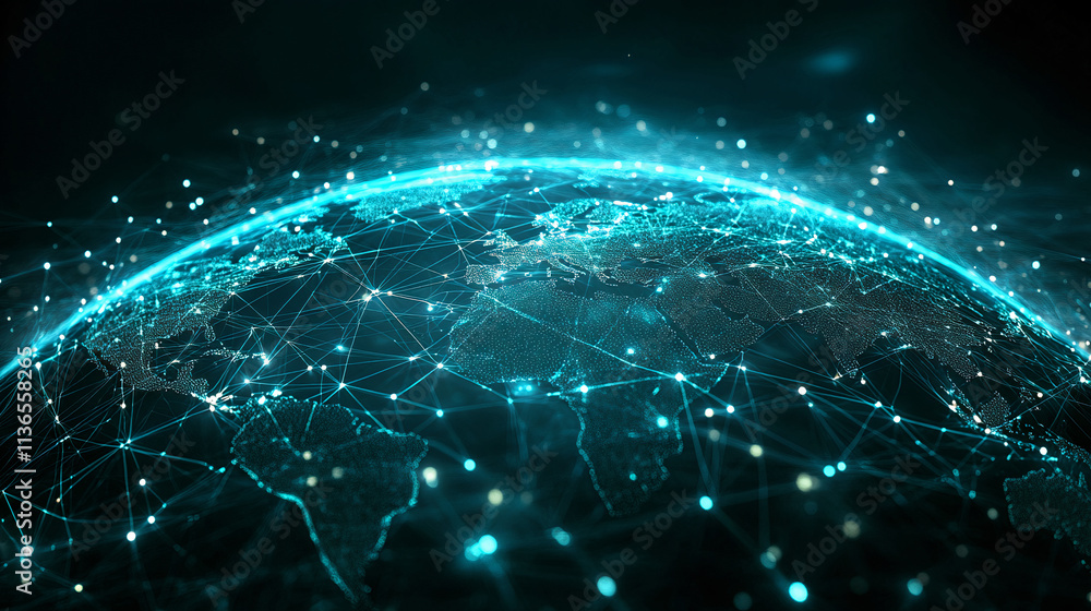 Naklejka premium Futuristic abstract 5G network concept symbolizing superfast connectivity and seamless communication. Generative AI