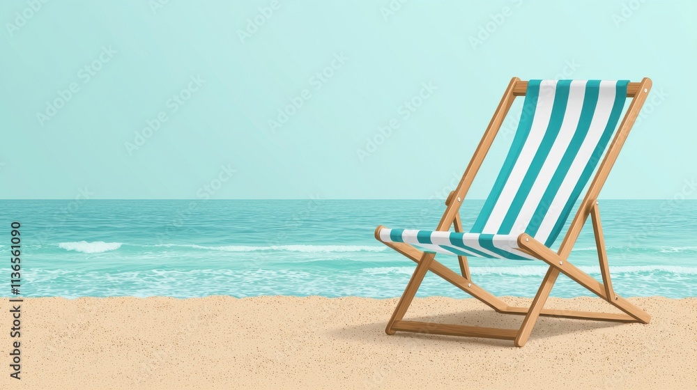 Colorful Foldable Beach Chair by the Sea Colorful Foldable Beach Chair by the Sea