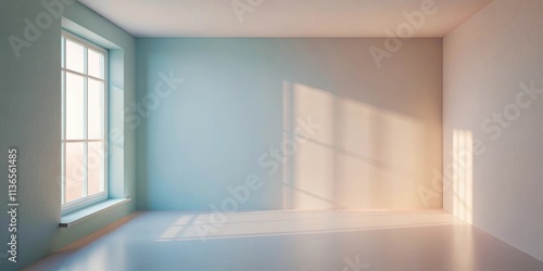 Wallpaper Mural Empty room with pastel walls and sunlight streaming through a window Torontodigital.ca