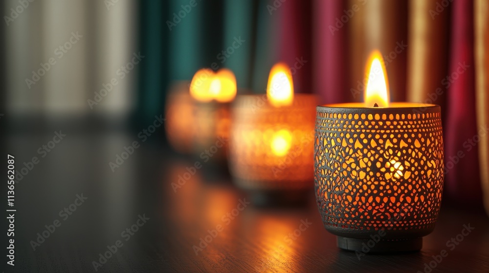 Elegant Diya Lamps with Ornate Patterns Displayed Elegant Diya Lamps with Ornate Patterns Displayed