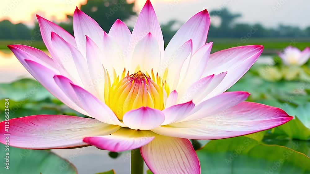 Timelapse video reveals a blooming lotus pond texture featuring serene pinks and whites with elegant, layered patterns