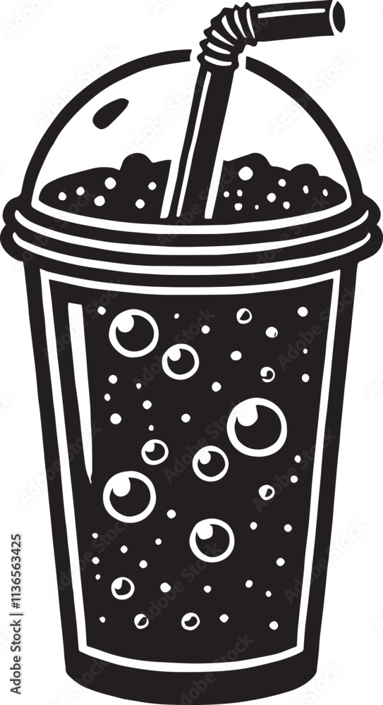 Cold drink glass silhouette vector illustration isolated on a white background Cold drink glass silhouette vector illustration isolated on a white background