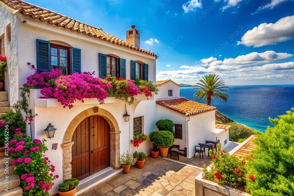 Fototapeta premium Mediterranean House Photography: Sun-Drenched Villas & Coastal Architecture