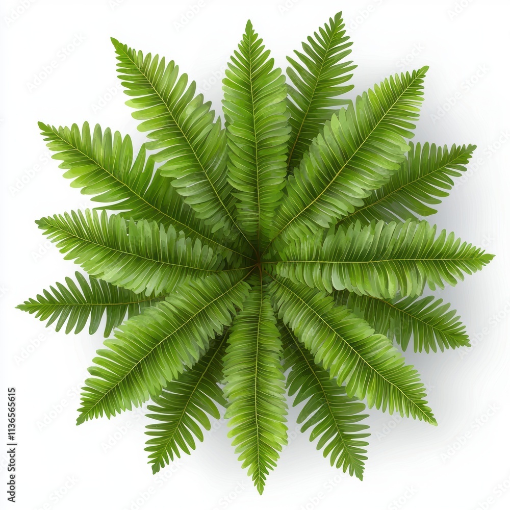 Top view of fern plant isolated on white nature background Top view of fern plant isolated on white nature background