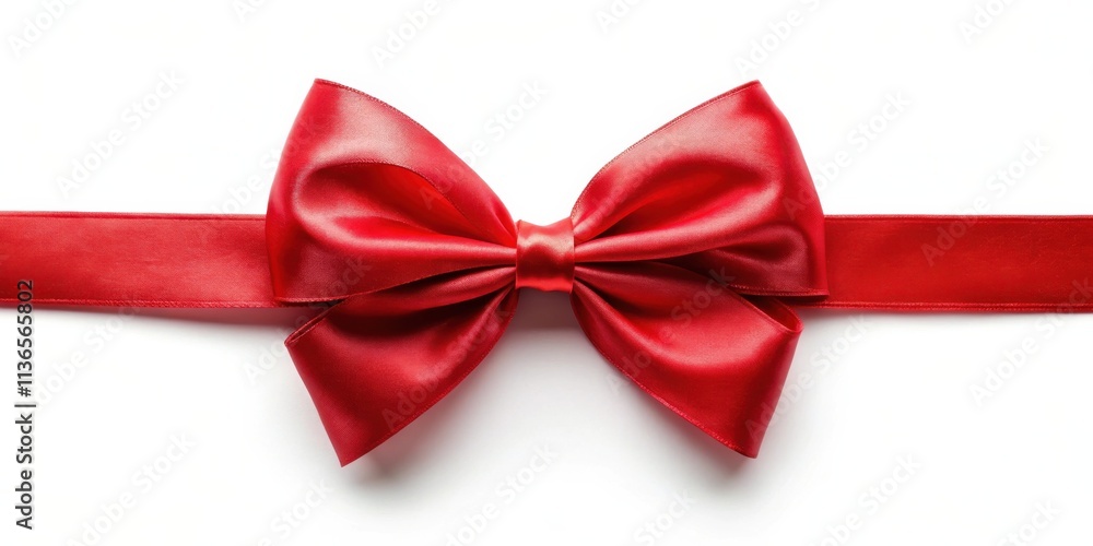 A vibrant red satin ribbon bow, elegantly tied, presents a perfect decorative element for various applications A vibrant red satin ribbon bow, elegantly tied, presents a perfect decorative element for various applications