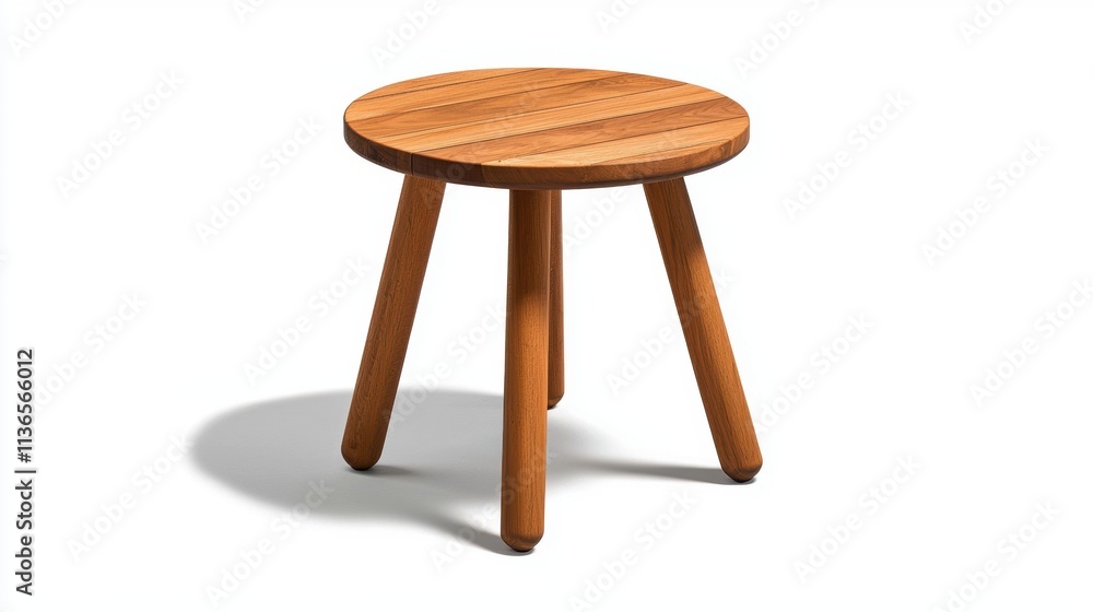 Elegant wooden side table with three legs isolated white background Elegant wooden side table with three legs isolated white background
