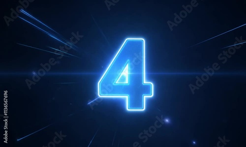 Wallpaper Mural Four 4 number glowing blue neon light sign Torontodigital.ca