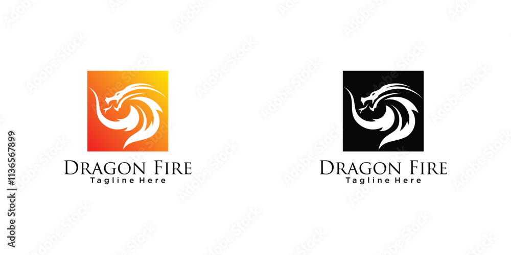 Obraz premium Dragon fire logo design with unique concept premium vector