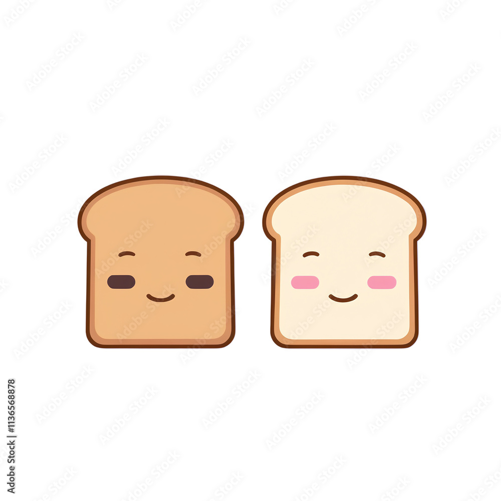 Fototapeta premium simple minimalist toast with cute cartoon face vector illustration isolated