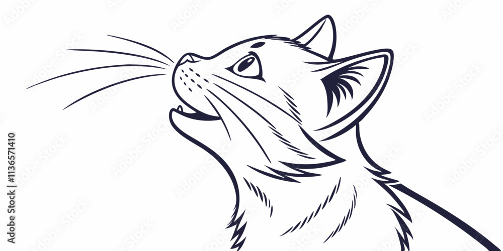 Obraz premium Vector Cat Line Art, isolated white background