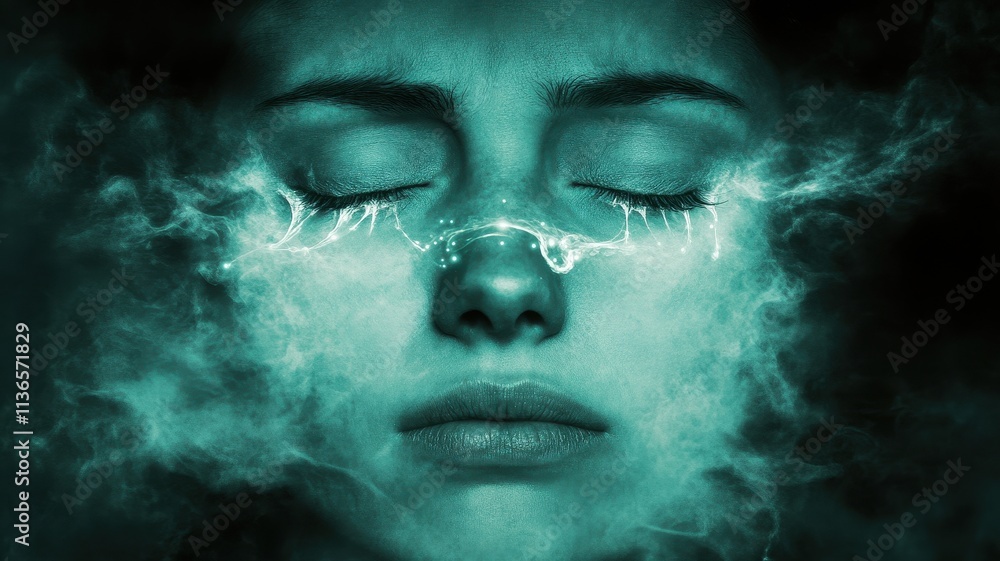 Emotional tears transforming into sound vibrations digital art abstract enigmatic atmosphere close-up perspective Emotional tears transforming into sound vibrations digital art abstract enigmatic atmosphere close-up perspective